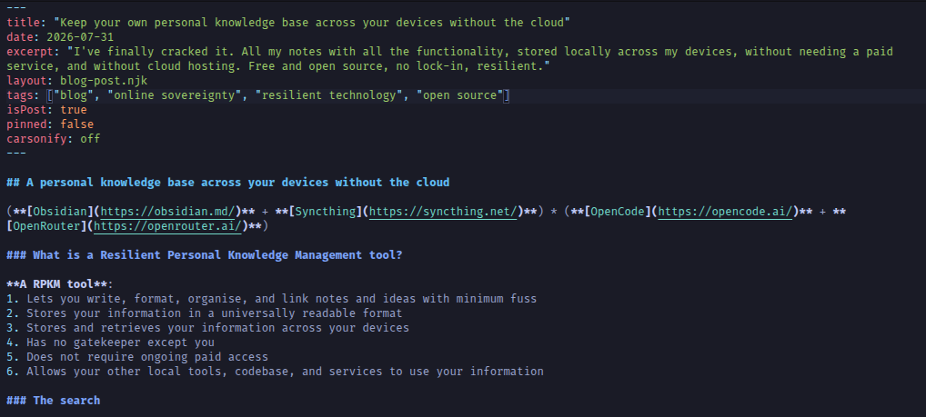 Markdown blogging