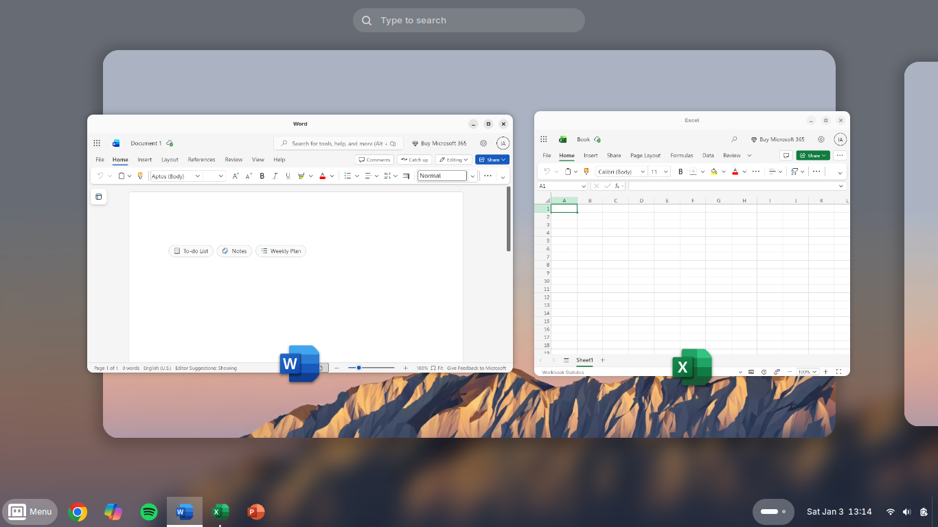 Saved multi-workspace productivity